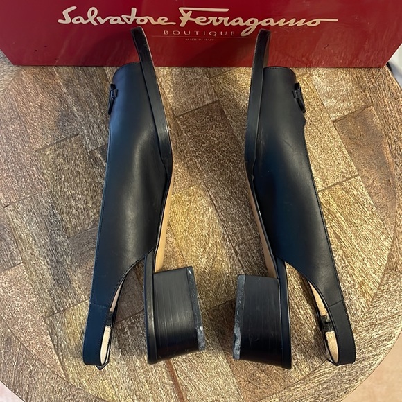 Salvatore Ferragamo Black Peep Toe Slingbacks - Picture 5 of 6